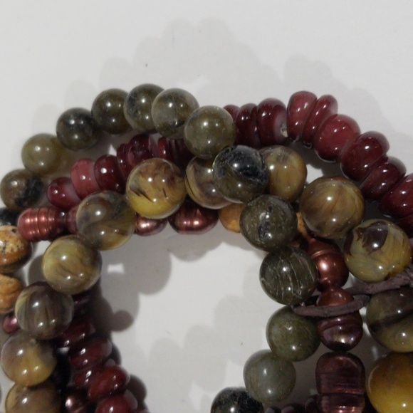 Layered Natural Beaded Stretch Bracelet – Women's Handmade Boho Fashion Jewelry - Picture 7 of 9